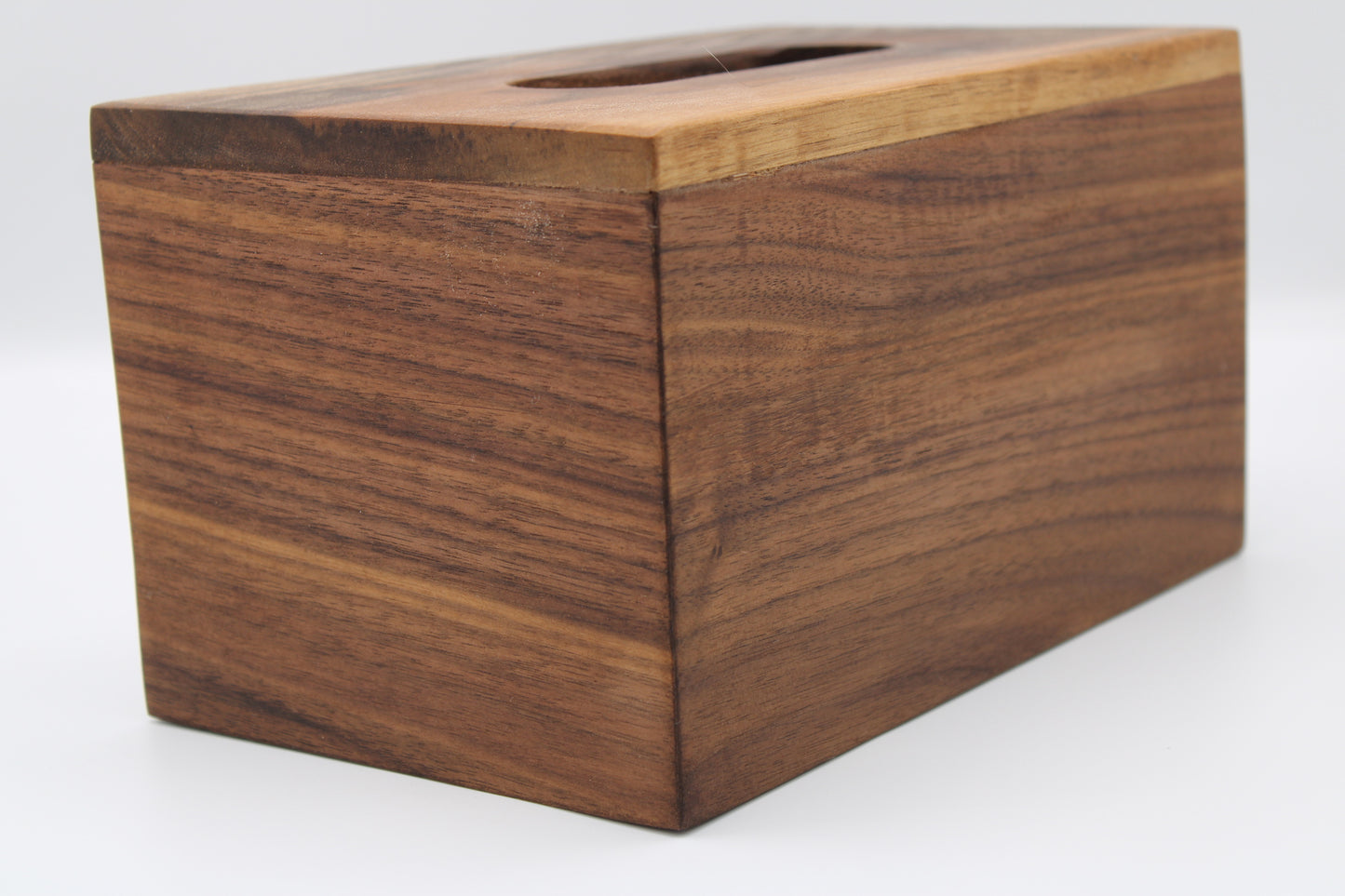 Wooden tissue box on a white background