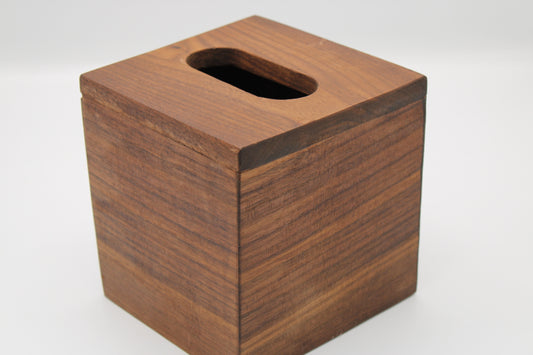 Wooden tissue box on a white background