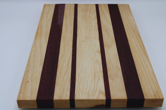 wood cutting board with stripes