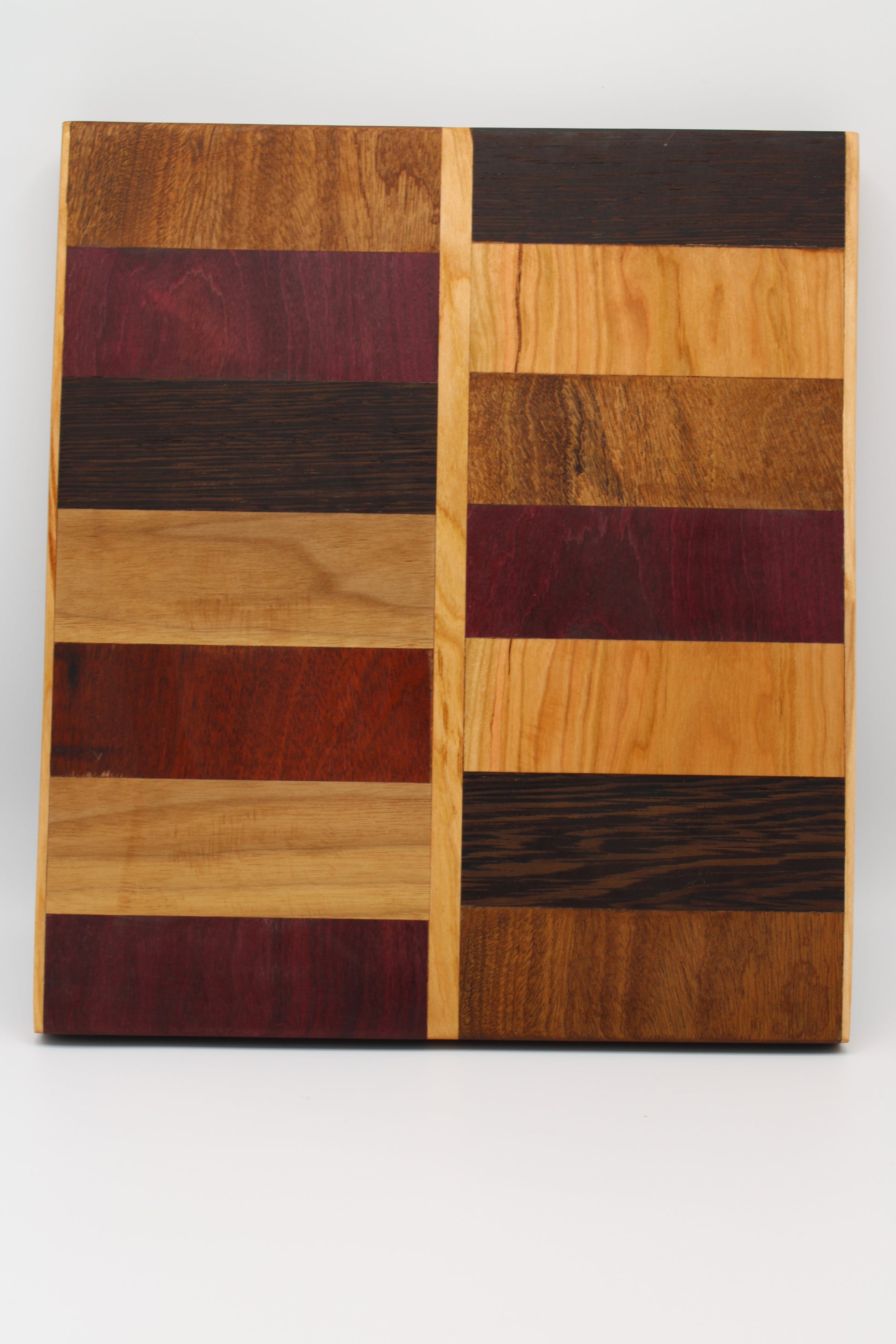 Design #030 wood used Cherry, Padauk Zebrawood, Walnut, Purpleheart and Wenge 13.5x12x1