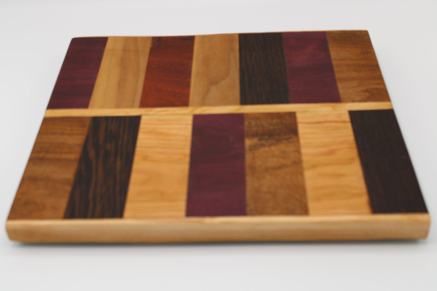 Design #030 wood used Cherry, Padauk Zebrawood, Walnut, Purpleheart and Wenge 13.5x12x1