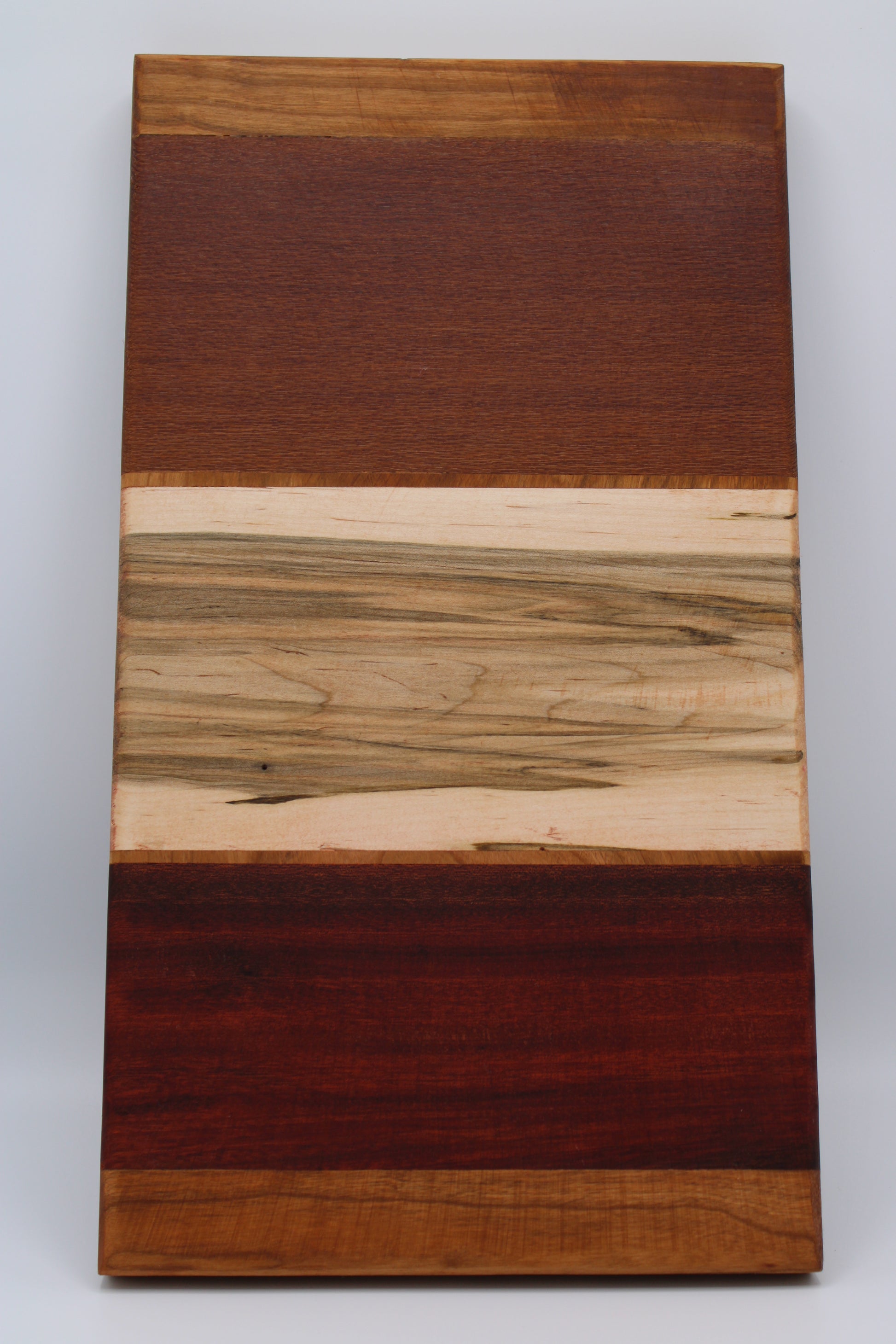 Design #022 wood used Leopardwood, Red Grandis, Wormy Red Maple, Padauk 16.5x9.25x1