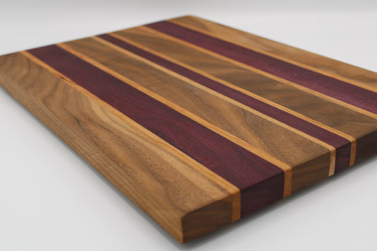 Design #019 wood used Cherry, Purpleheart and Walnut 15.75x11.25x1