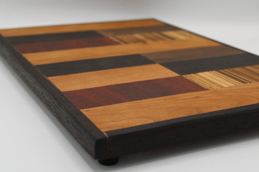 Design #001 wood used Cherry, Bloodwood, Wenge, Zebrawood and Walnut 17x11.5.x1