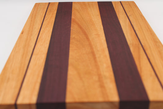 wood cutting board with stripes