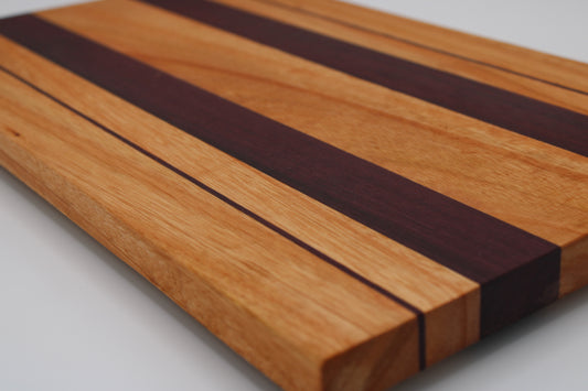 wood cutting board with stripes