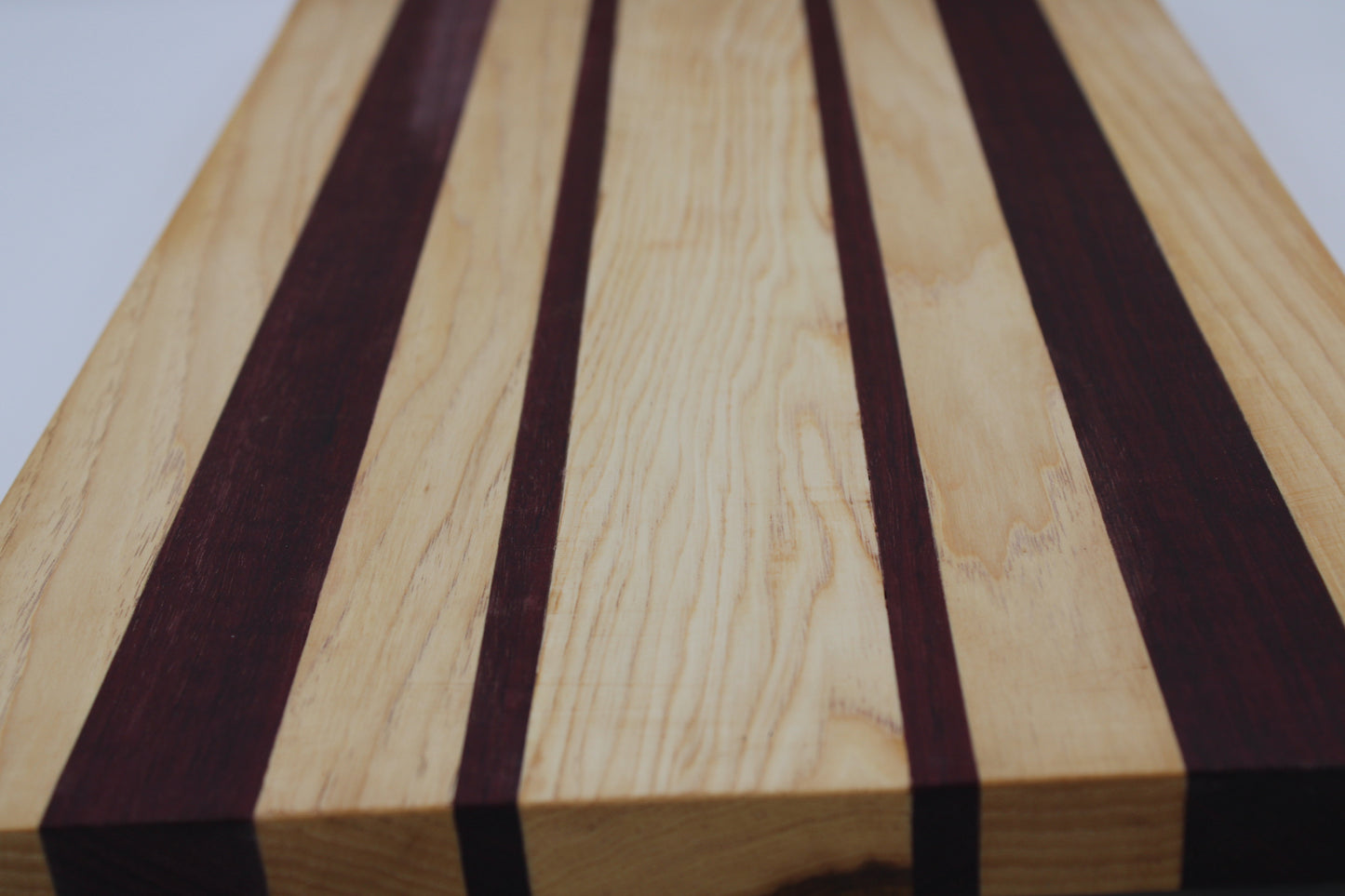 wood cutting board with stripes