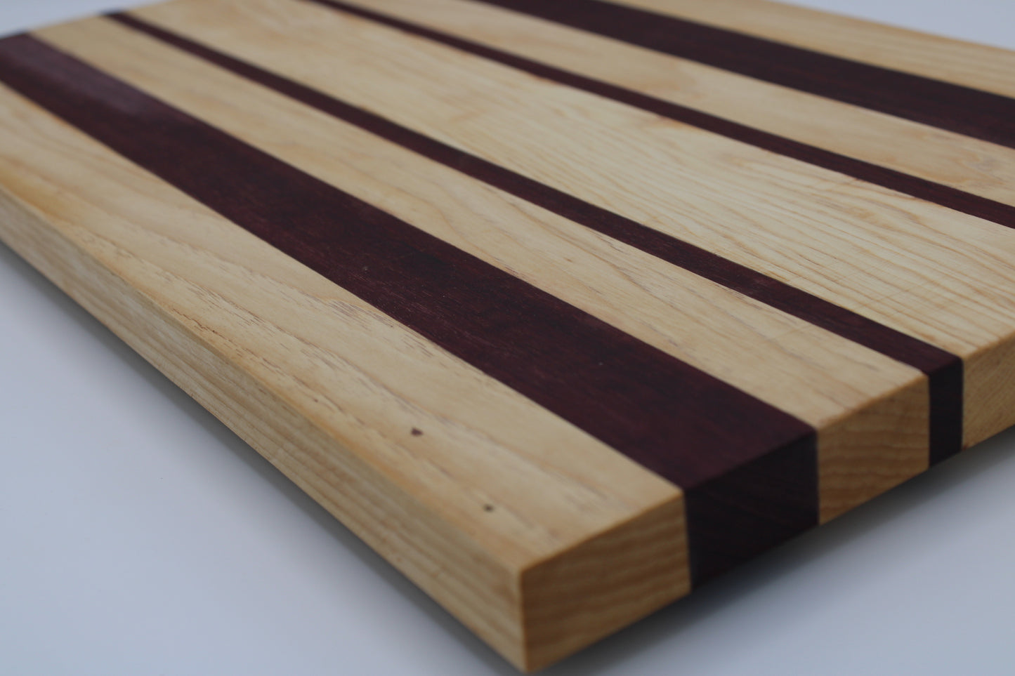 wood cutting board with stripes