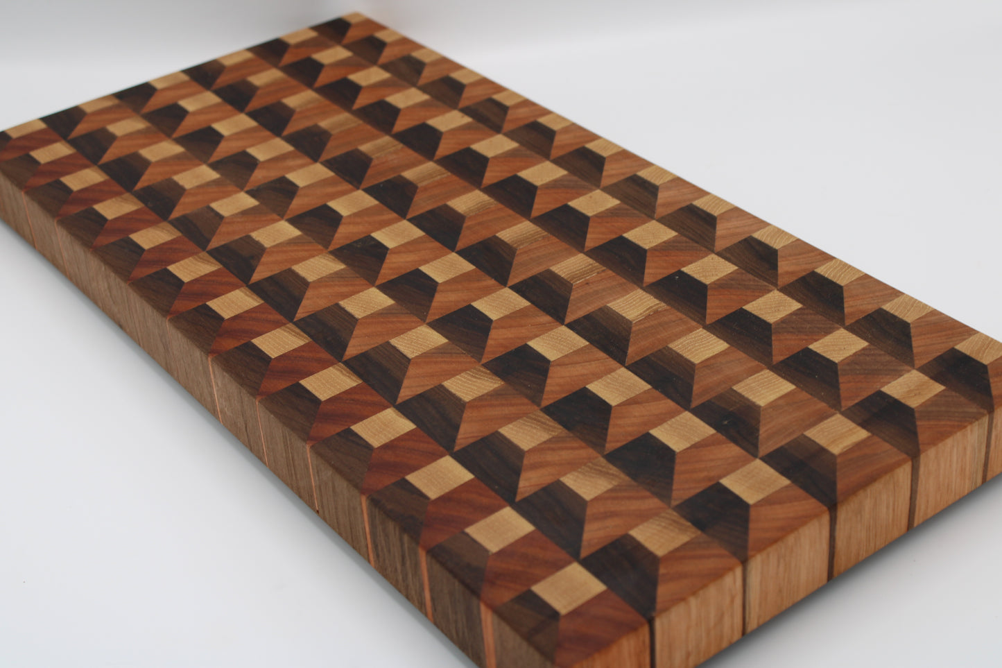 3D wood cutting board on white background