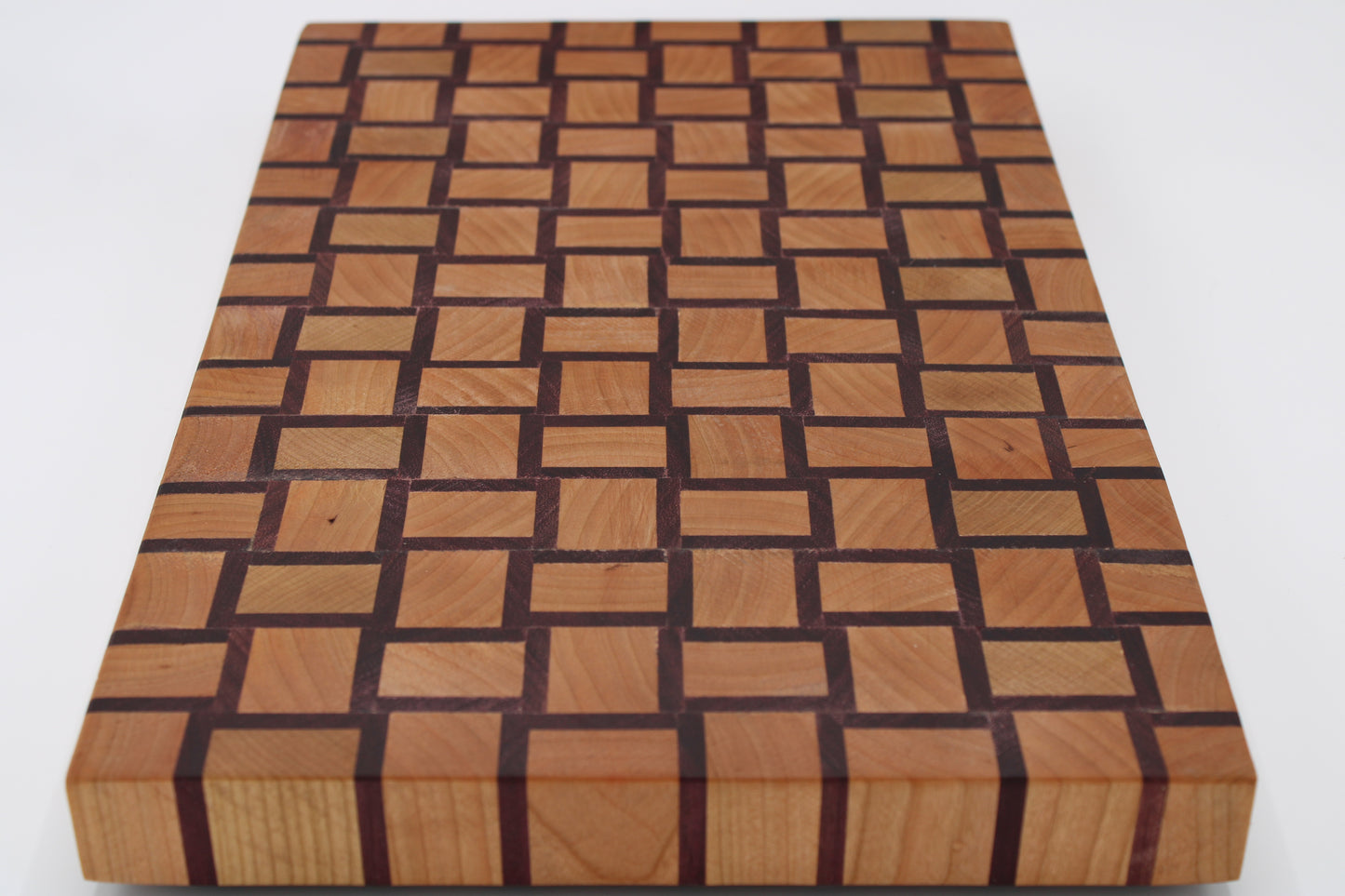 wood cutting board with basket weave pattern
