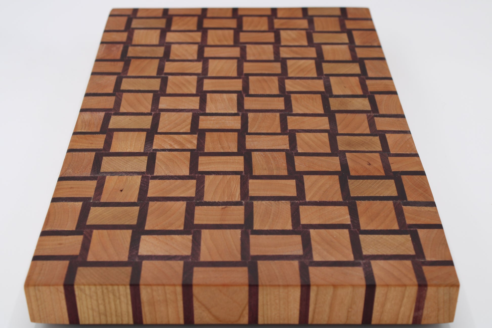 wood cutting board with basket weave pattern