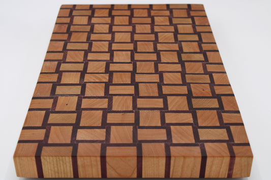 wood cutting board with basket weave pattern