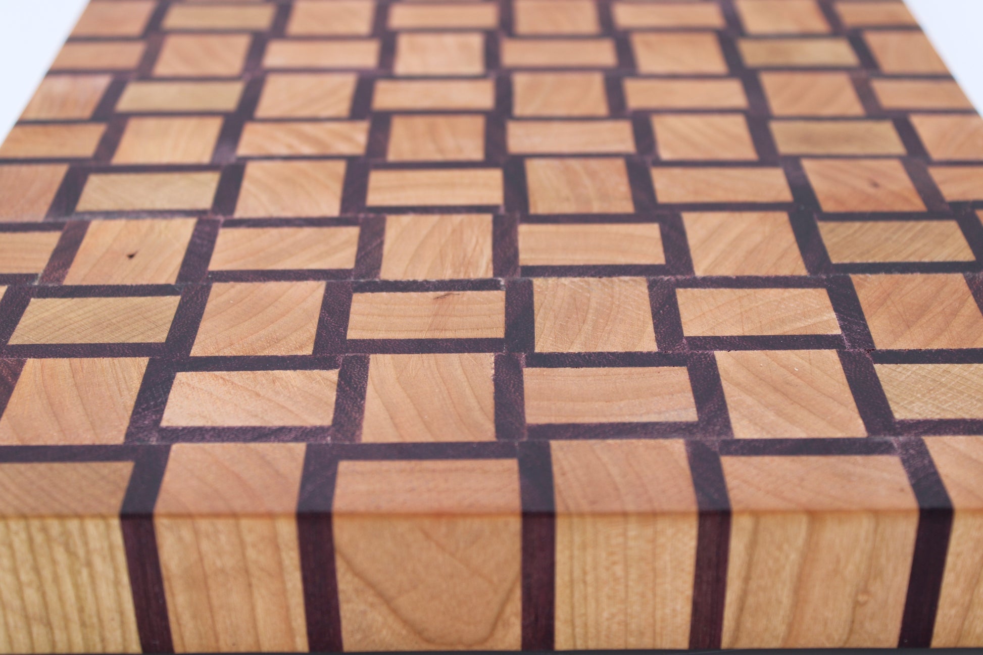 wood cutting board with basket weave pattern