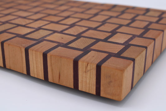 wood cutting board with basket weave pattern